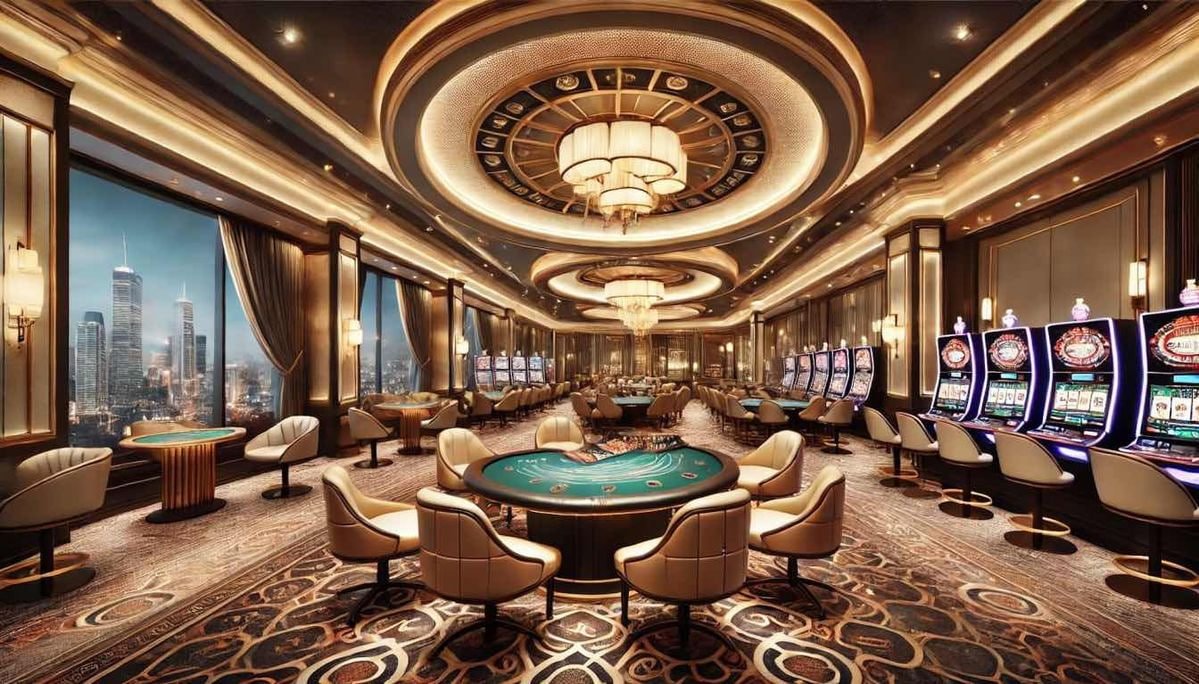Permainan slots modern dengan tema warna cerah dan animasi dinamis